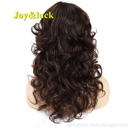 Wavy Hair Wholesale Wigs African Wigs for Black Women Cosplay Party Brown Ombre Blonde Long Curly Natural Synthetic Hair Wigs
